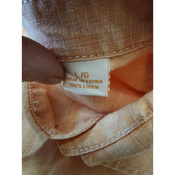 Tommy Bahama Relax Peach Orange 100% Linen Button Down Shirt Men's Large - Picture 4 of 6
